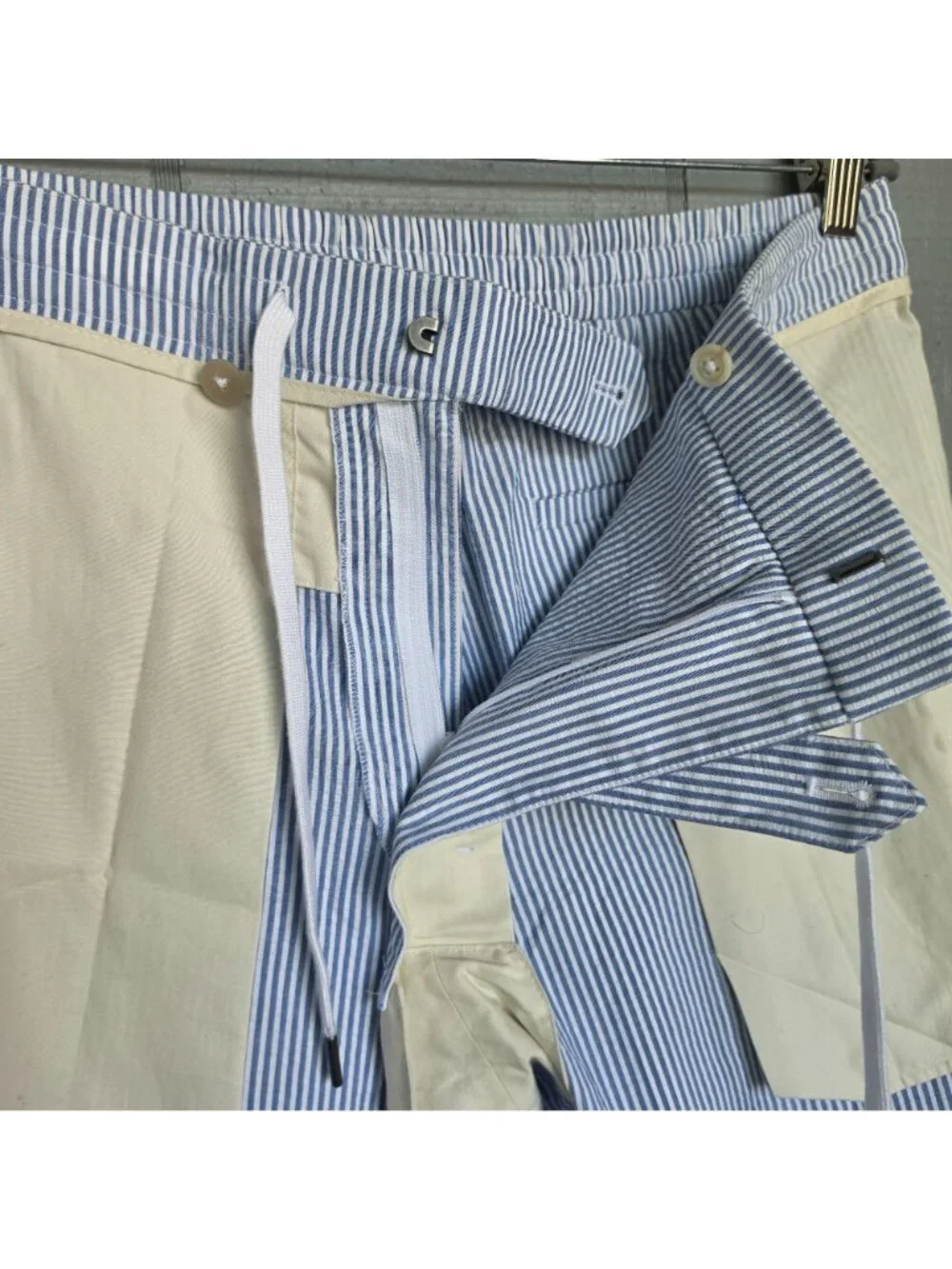 Polo Ralph Lauren Blue White Seersucker Stripe Pants 36x34 Preppy Coastal Work